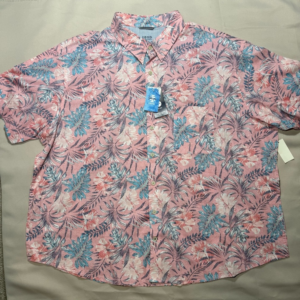 IZOD Saltwater Dockside Chambray Men’s Shortsleeved Button Down Shirt sz: 3X